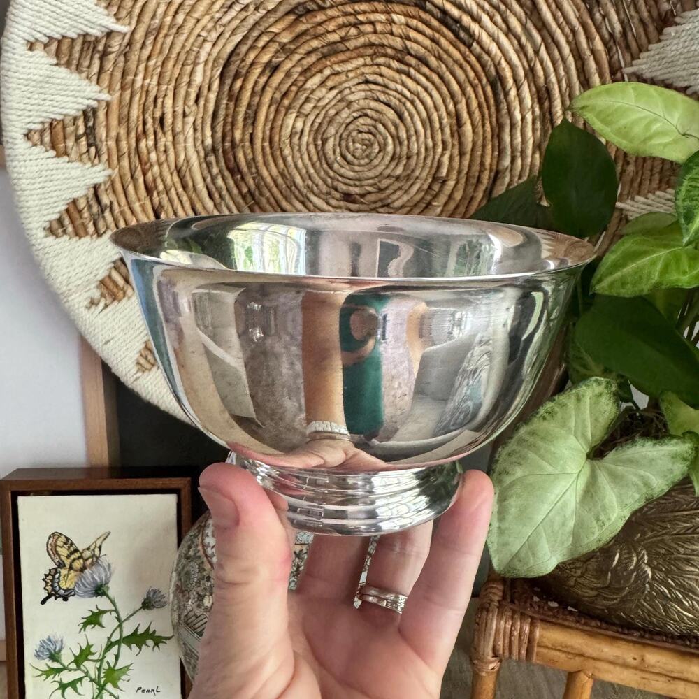 Vintage Gorham Silverplate Revere Pedestal Bowl 5" – MCM Bar Cart Decor